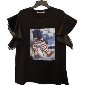 Ko Ko Ailis Blinged Out High Heels Graphic Tee Shirt 3X